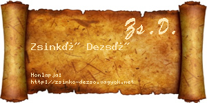 Zsinkó Dezső névjegykártya